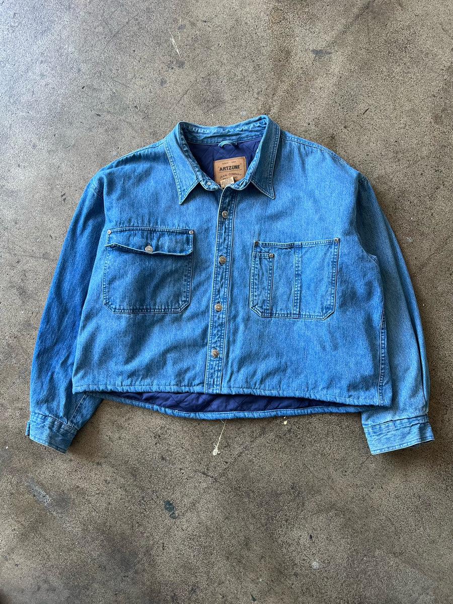 1990s Cropped Insulated Denim Work Jacket