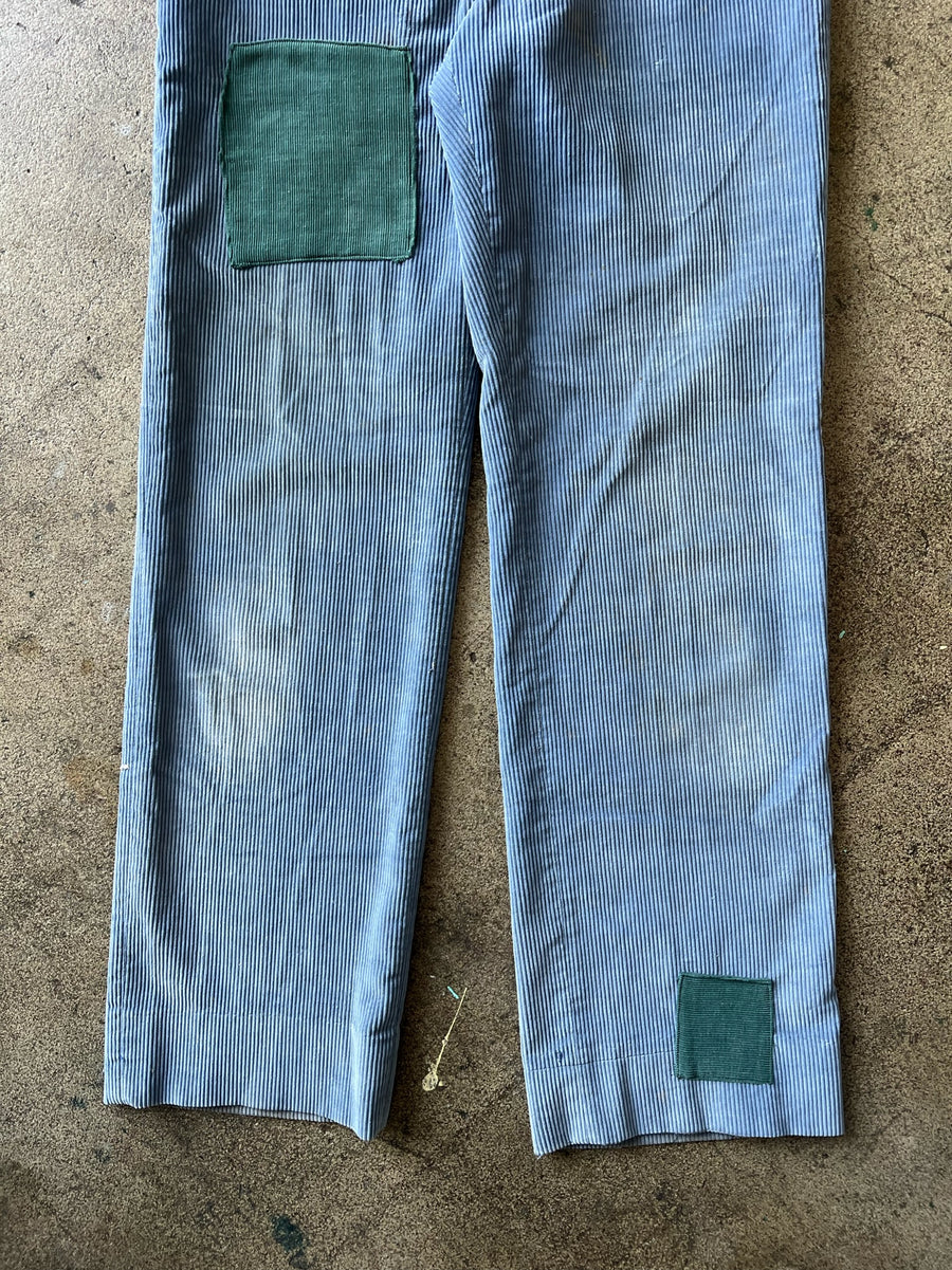 1970s Blue Patchwork Corduroy Slacks 32