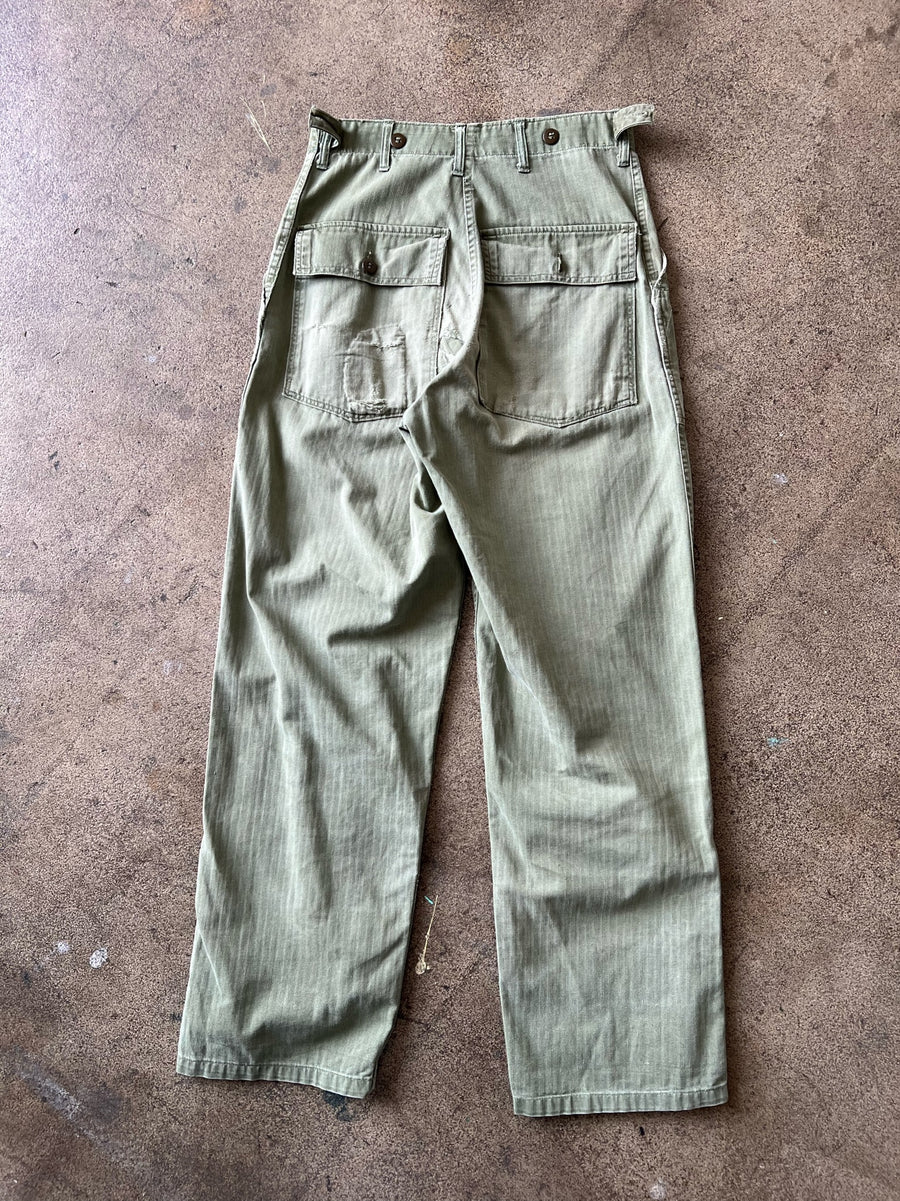 1940s Distressed WWII HBT Dungaree Pants 29