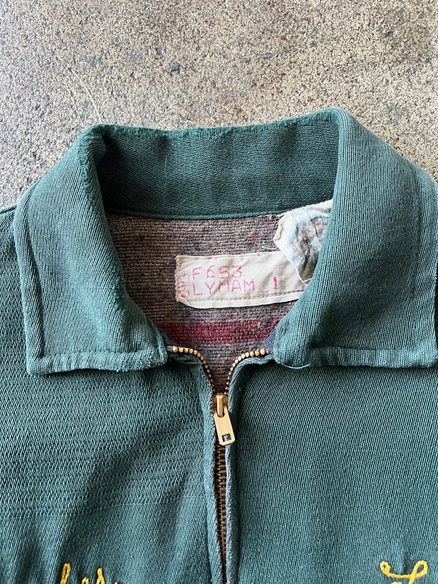 1950s Green Whipcord Blanket Lined Sashiko Jacket