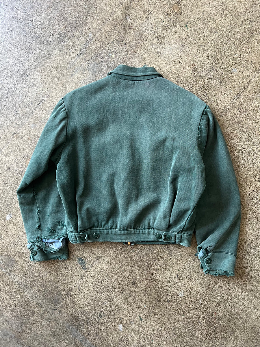 1950s Green Whipcord Blanket Lined Sashiko Jacket