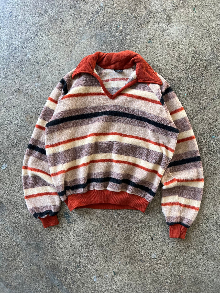 1970s JC Penney's Striped Fleece Collared Shirt