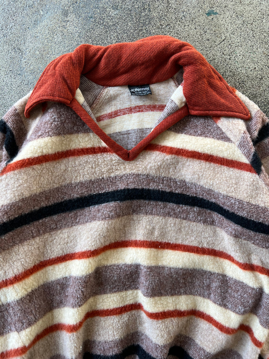 1970s JC Penney's Striped Fleece Collared Shirt