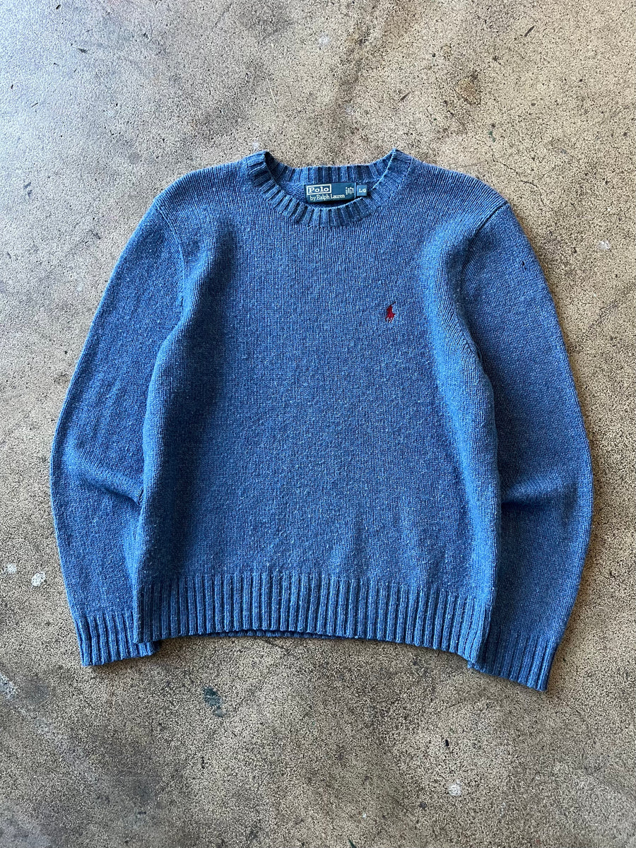 2000s Polo Ralph Lauren Blue Wool Crewneck Sweater