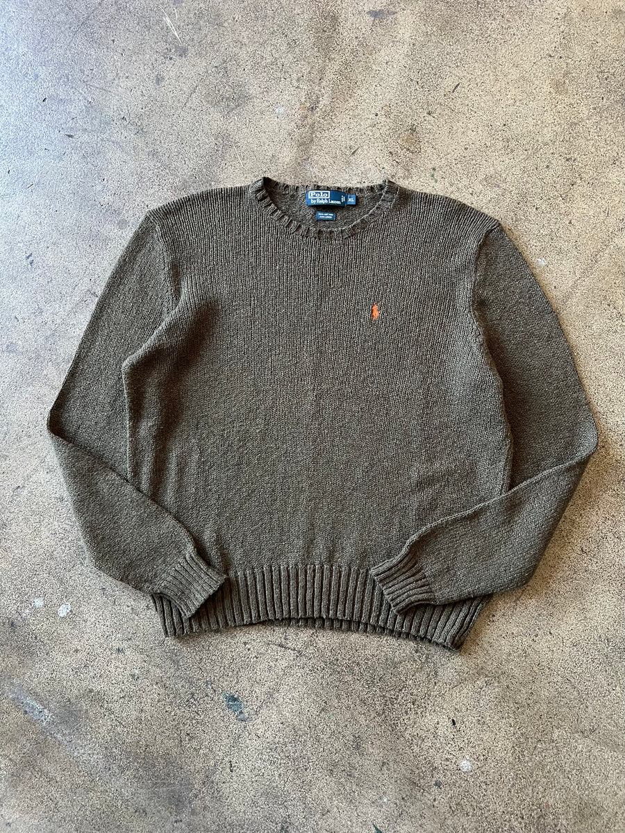 2000s Polo Ralph Lauren Brown Cotton Knit Sweater