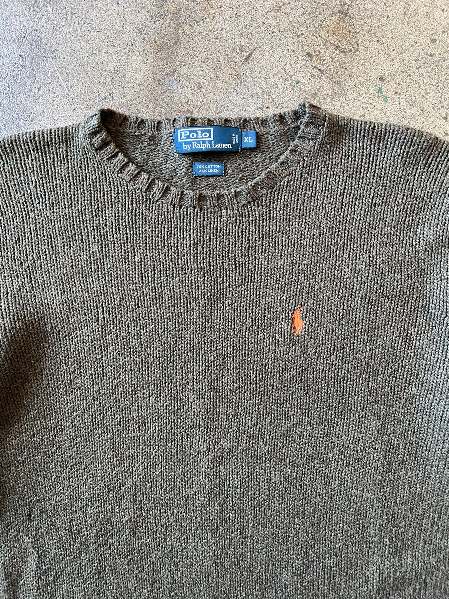 2000s Polo Ralph Lauren Brown Cotton Knit Sweater