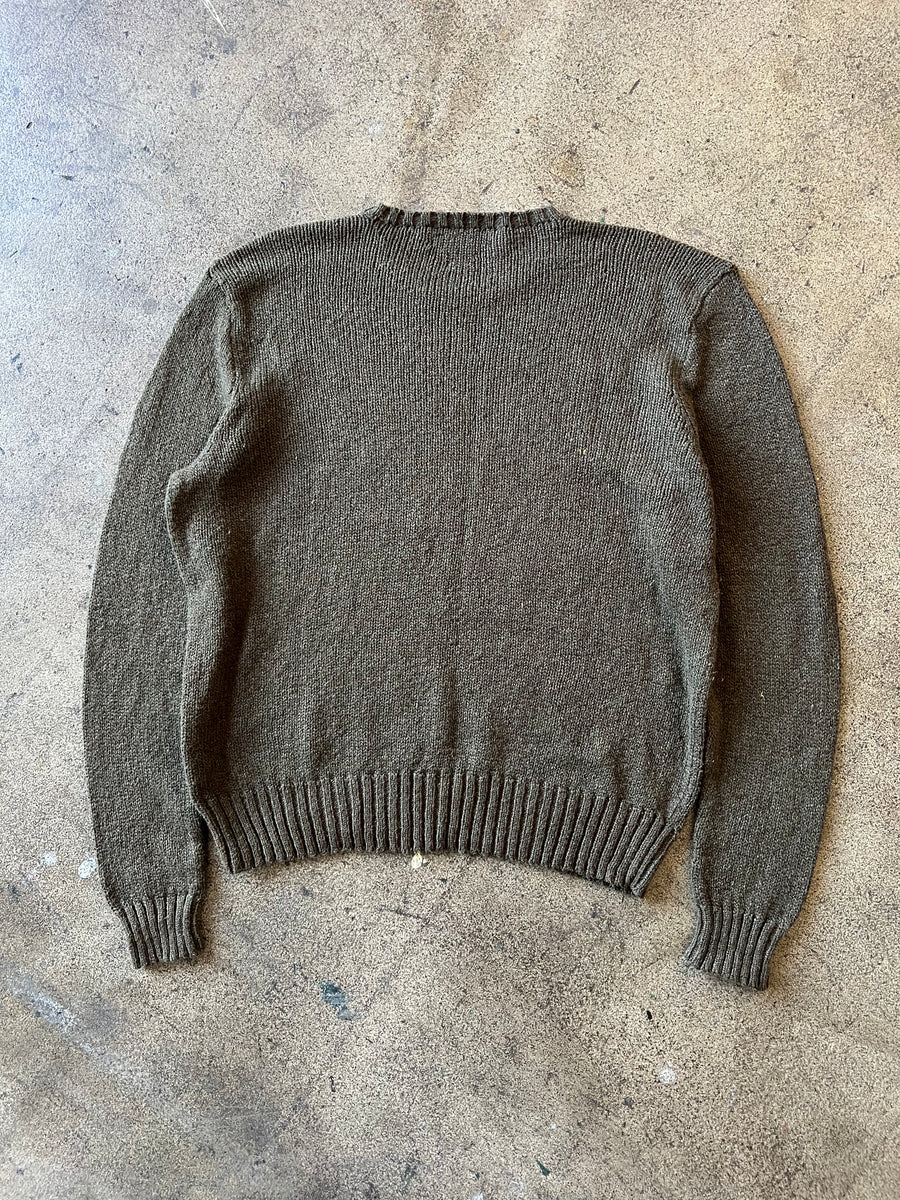 2000s Polo Ralph Lauren Brown Cotton Knit Sweater