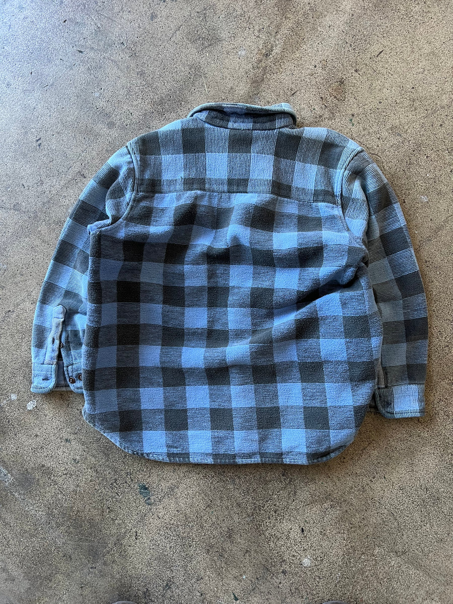 1990s Blue Buffalo Plaid Heavy Cotton Flannel Shirt