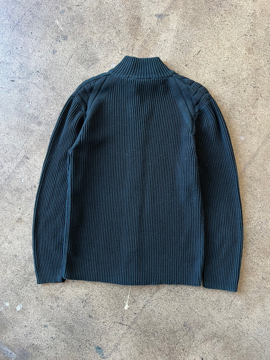 2000s DKNY Black Ribbed Zip Sweater