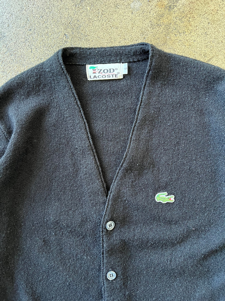 1980s Black Lacoste Cardigan Sweater