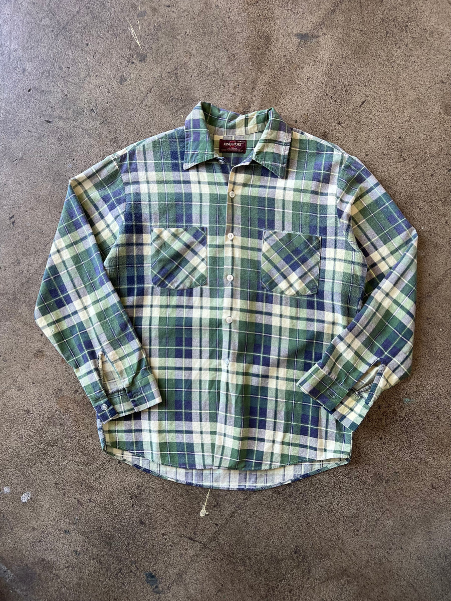 1970s Kingsport Cotton Plaid Button Up Shirt