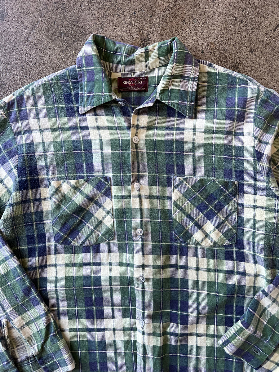 1970s Kingsport Cotton Plaid Button Up Shirt