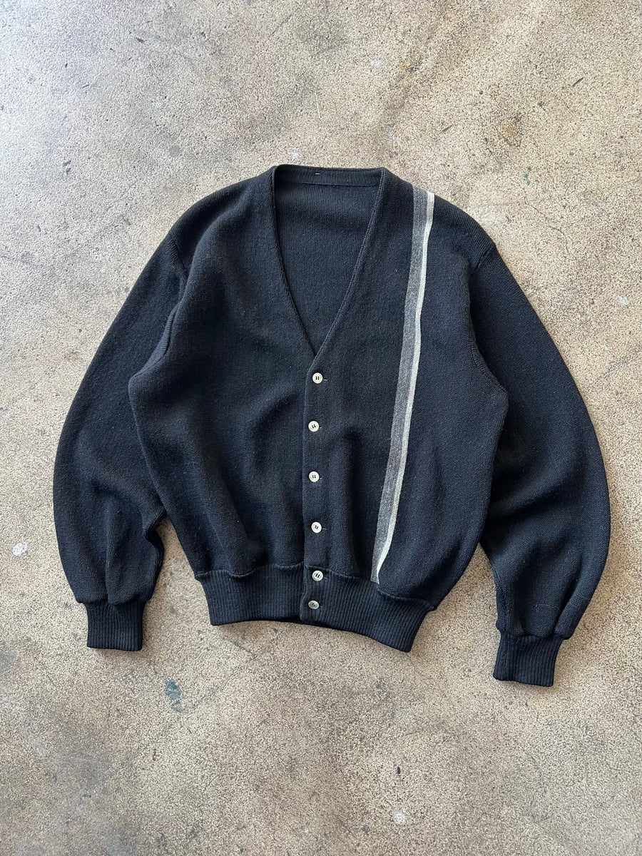 1960s Black Stripe Cardigan Sweater