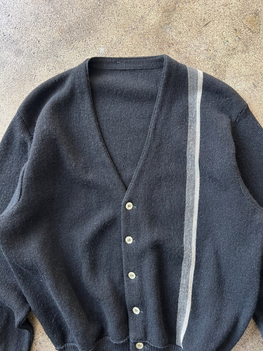 1960s Black Stripe Cardigan Sweater