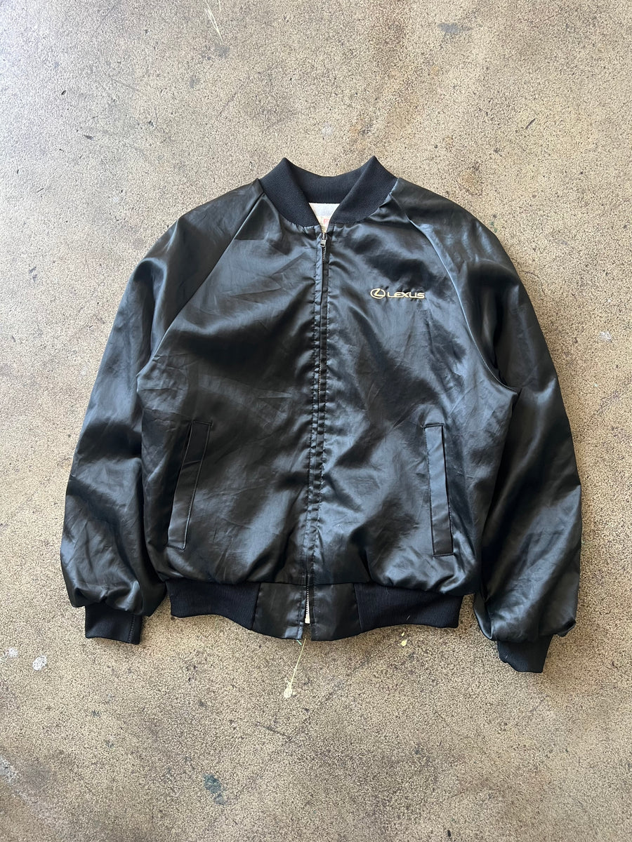 1980s Lexus Satin Black Bomber Jacket