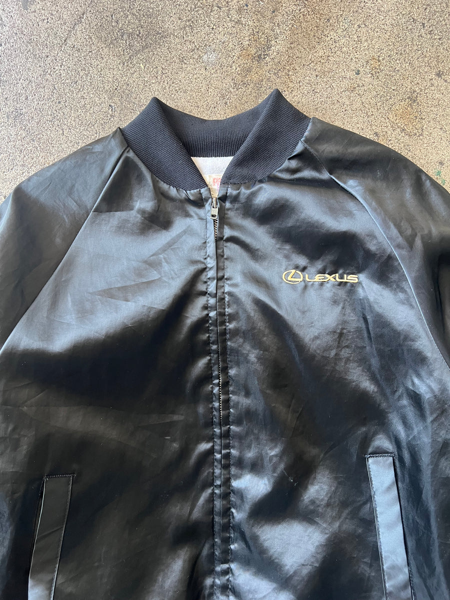 1980s Lexus Satin Black Bomber Jacket