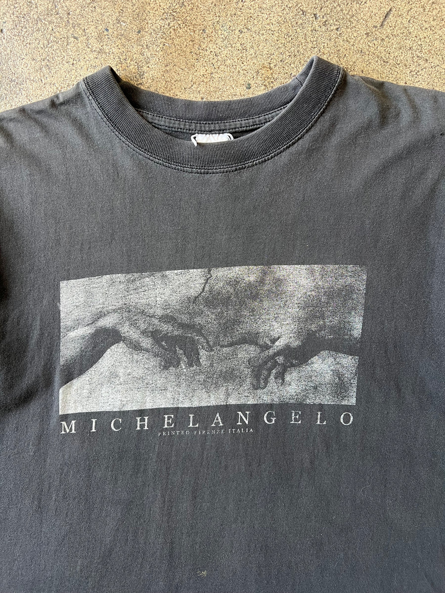 1990s Michelangelo Faded Black Graphic Tee