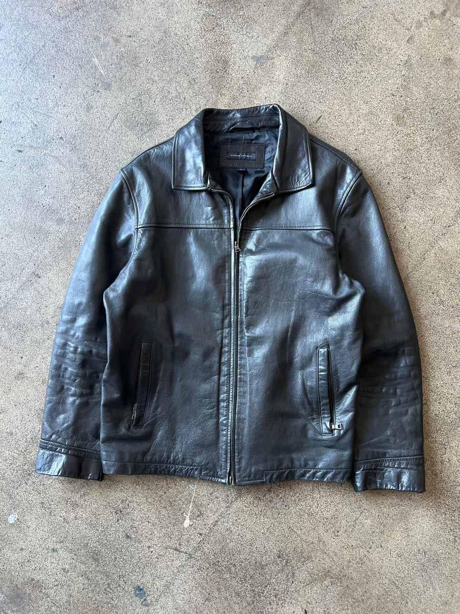 1990s Banana Republic Black Leather Jacket