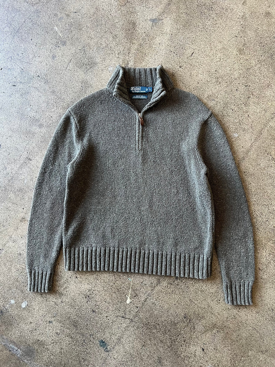 2000s Polo Ralph Lauren Green Quarter Zip Sweater