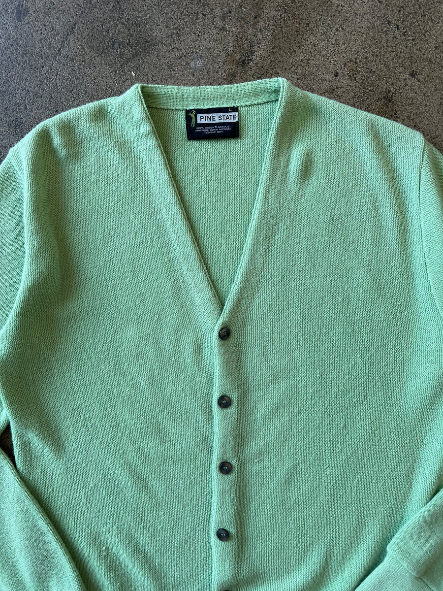 1970s Chartreuse Cardigan Sweater