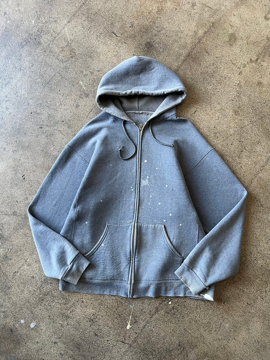 1990s Faded Gray Zip Up Painter Hoodie