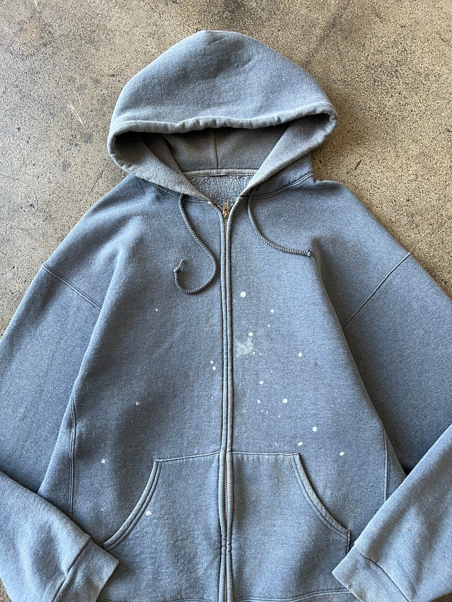 1990s Faded Gray Zip Up Painter Hoodie