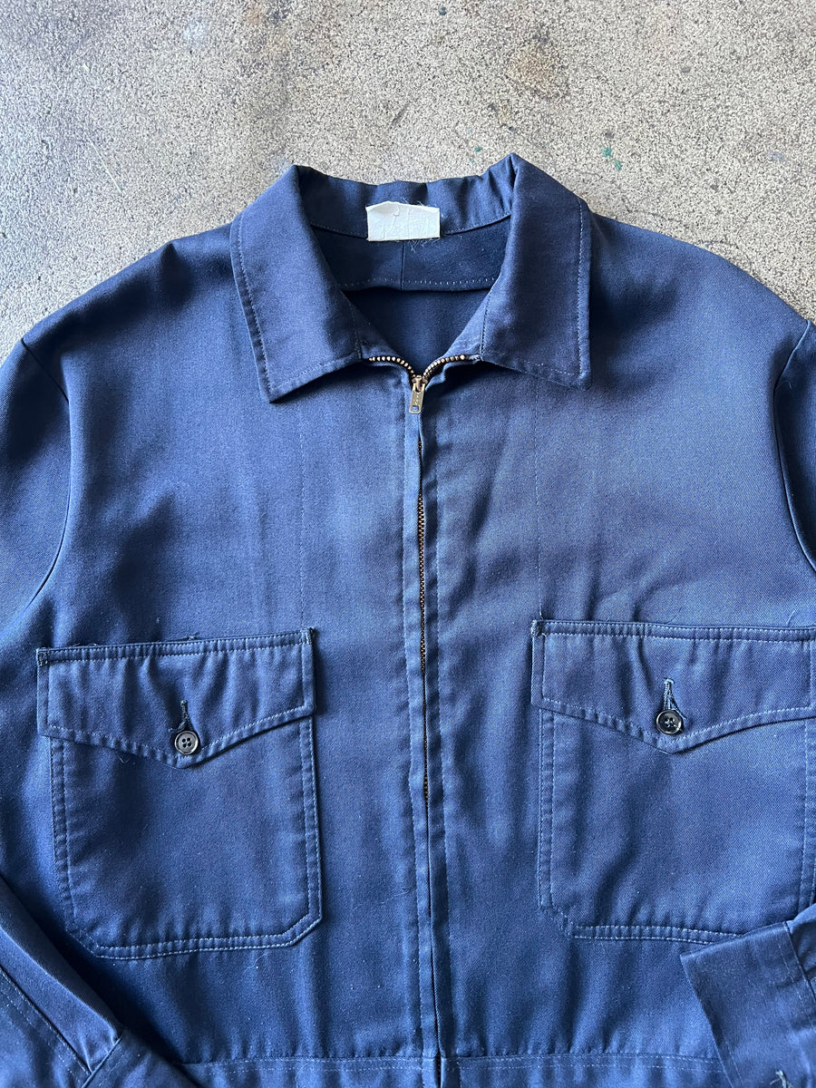 1960s Fire Dept. Blue Rayon Work Jacket