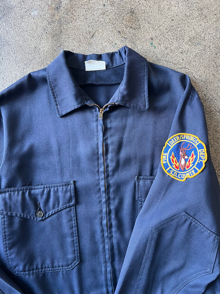 1960s Fire Dept. Blue Rayon Work Jacket