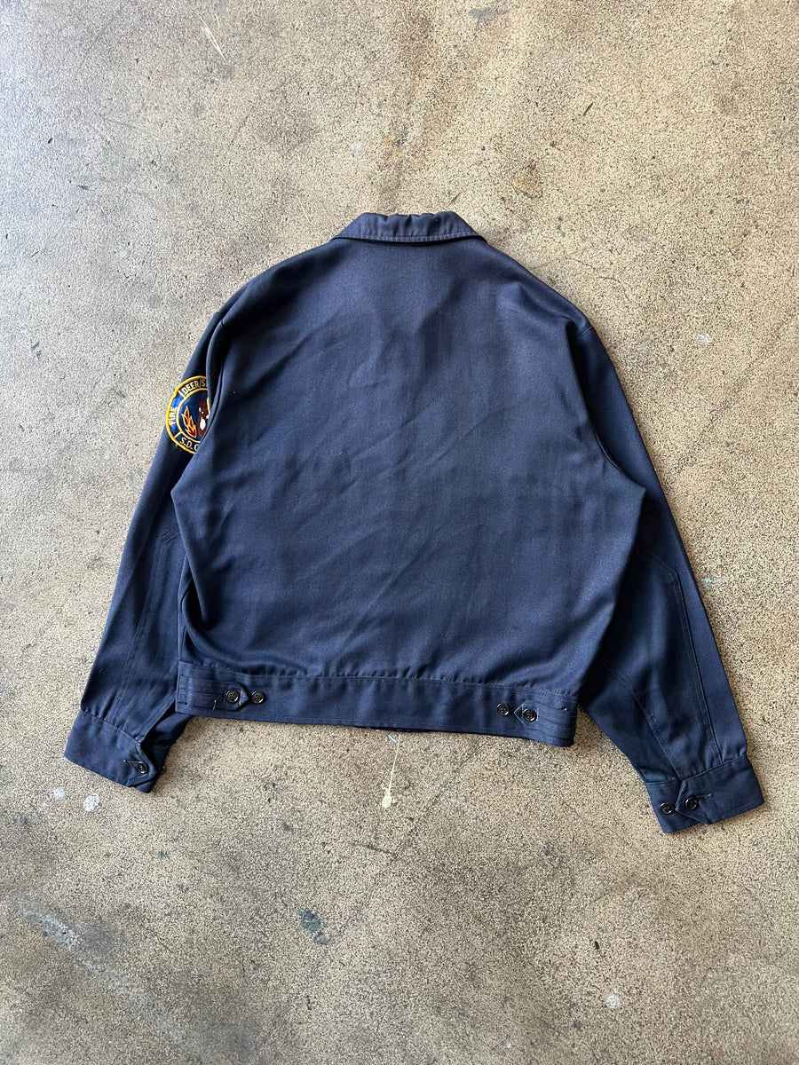 1960s Fire Dept. Blue Rayon Work Jacket