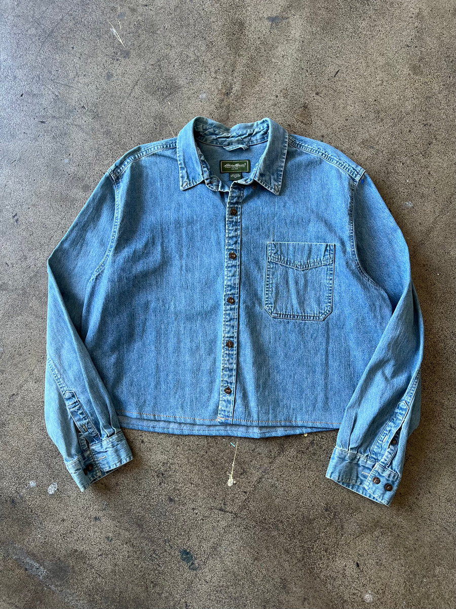 2000s Eddie Bauer Cropped Denim Shirt