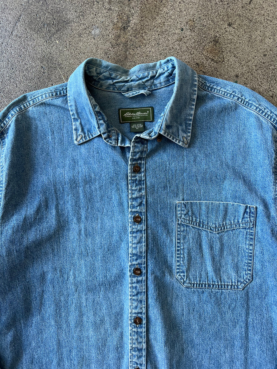 2000s Eddie Bauer Cropped Denim Shirt