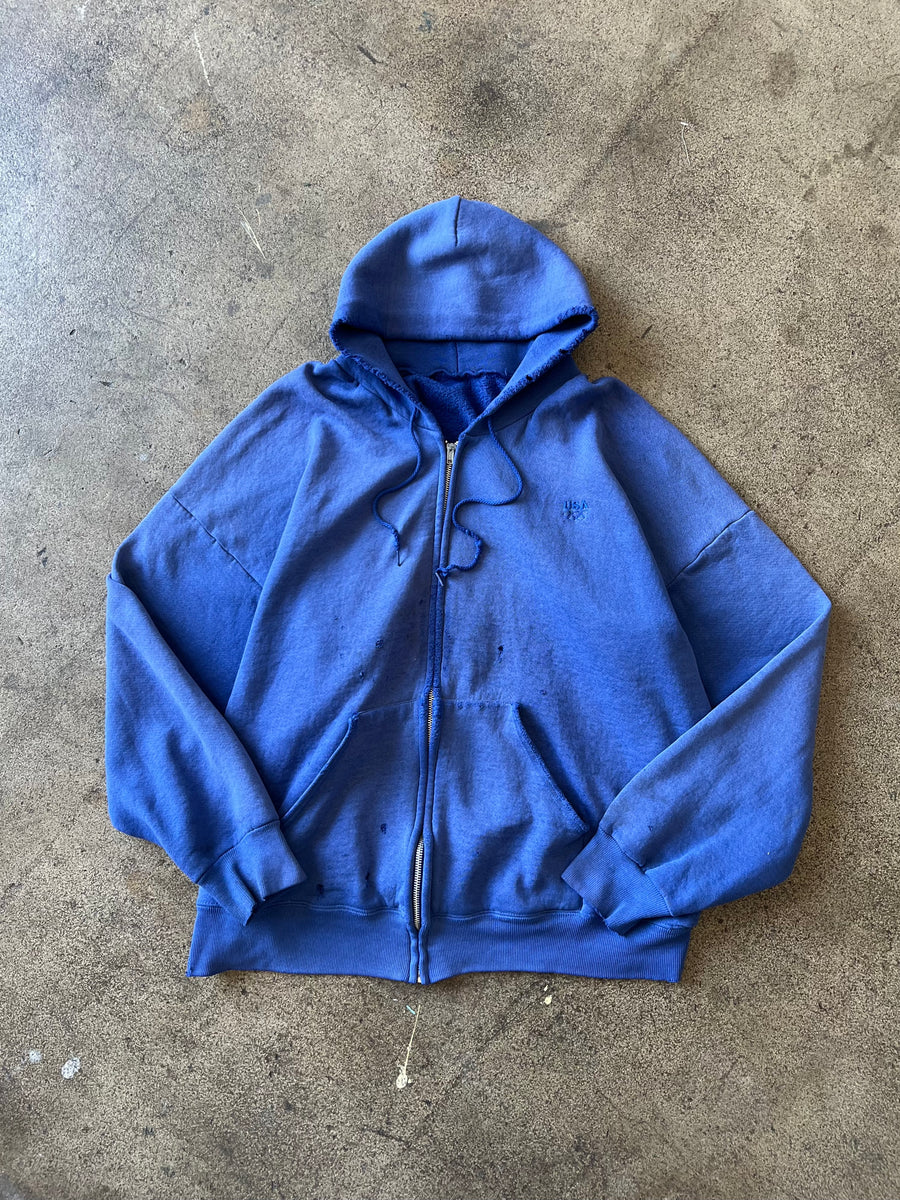 1990s Sun Faded Blue Olympics Zip Hoodie