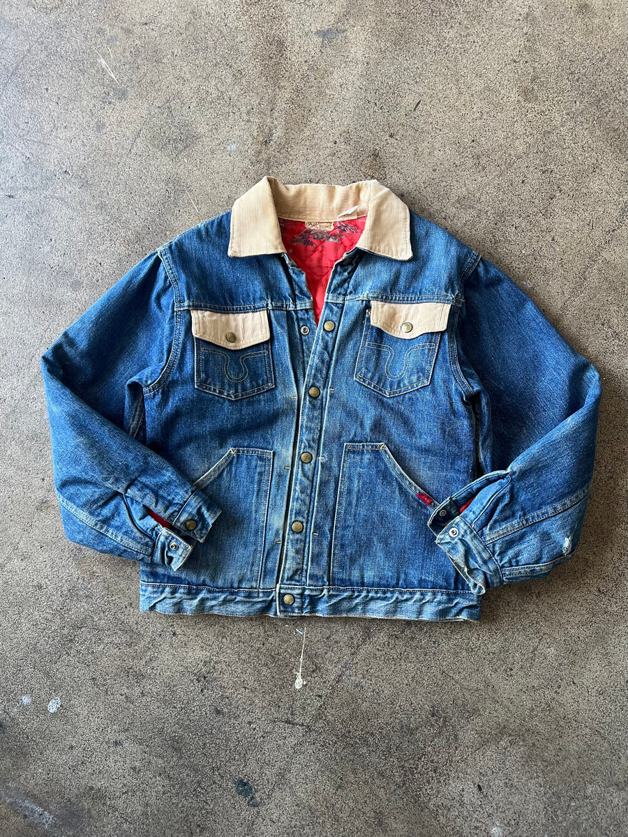 1960s Big Smith Corduroy Pleated Denim Jacket