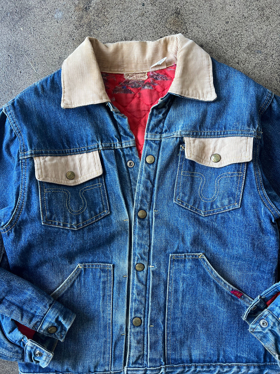 1960s Big Smith Corduroy Pleated Denim Jacket