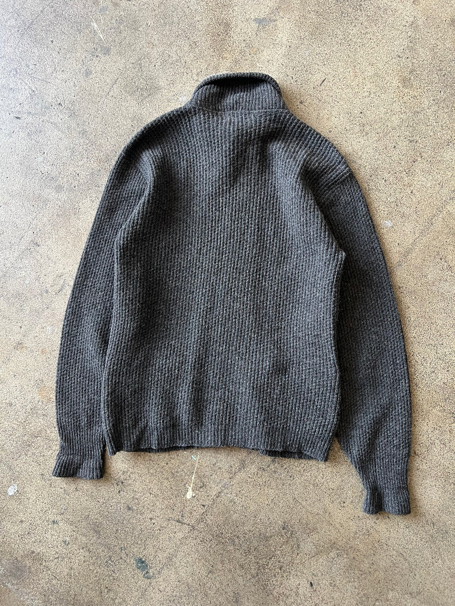 1960s Wool Knit Collared Zip Sweater