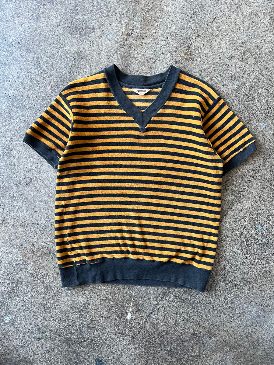 1960s Velour Stripe V Neck Tee