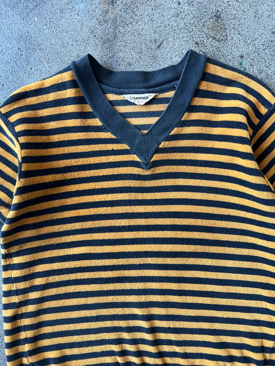 1960s Velour Stripe V Neck Tee