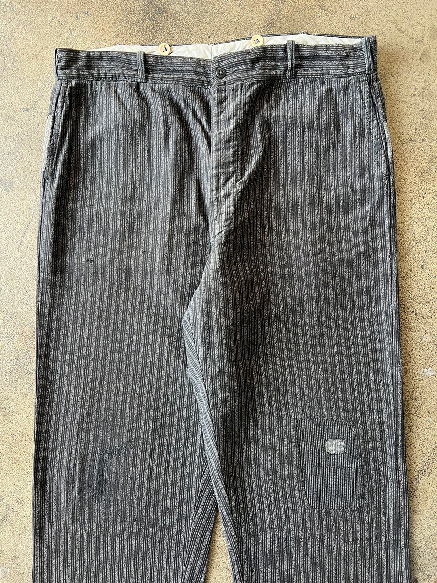 1930s Stifel Salt & Pepper Stripe Button Fly Trousers 36