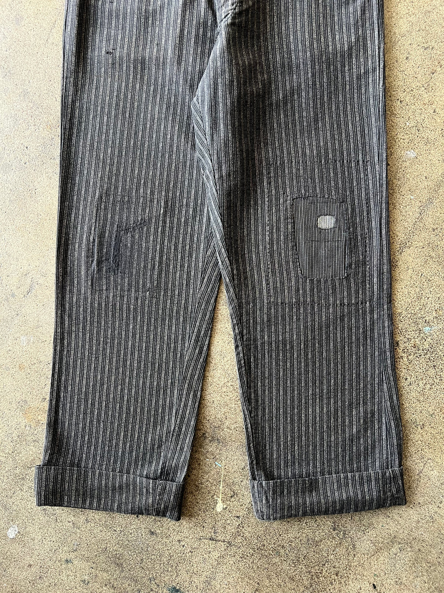 1930s Stifel Salt & Pepper Stripe Button Fly Trousers 36