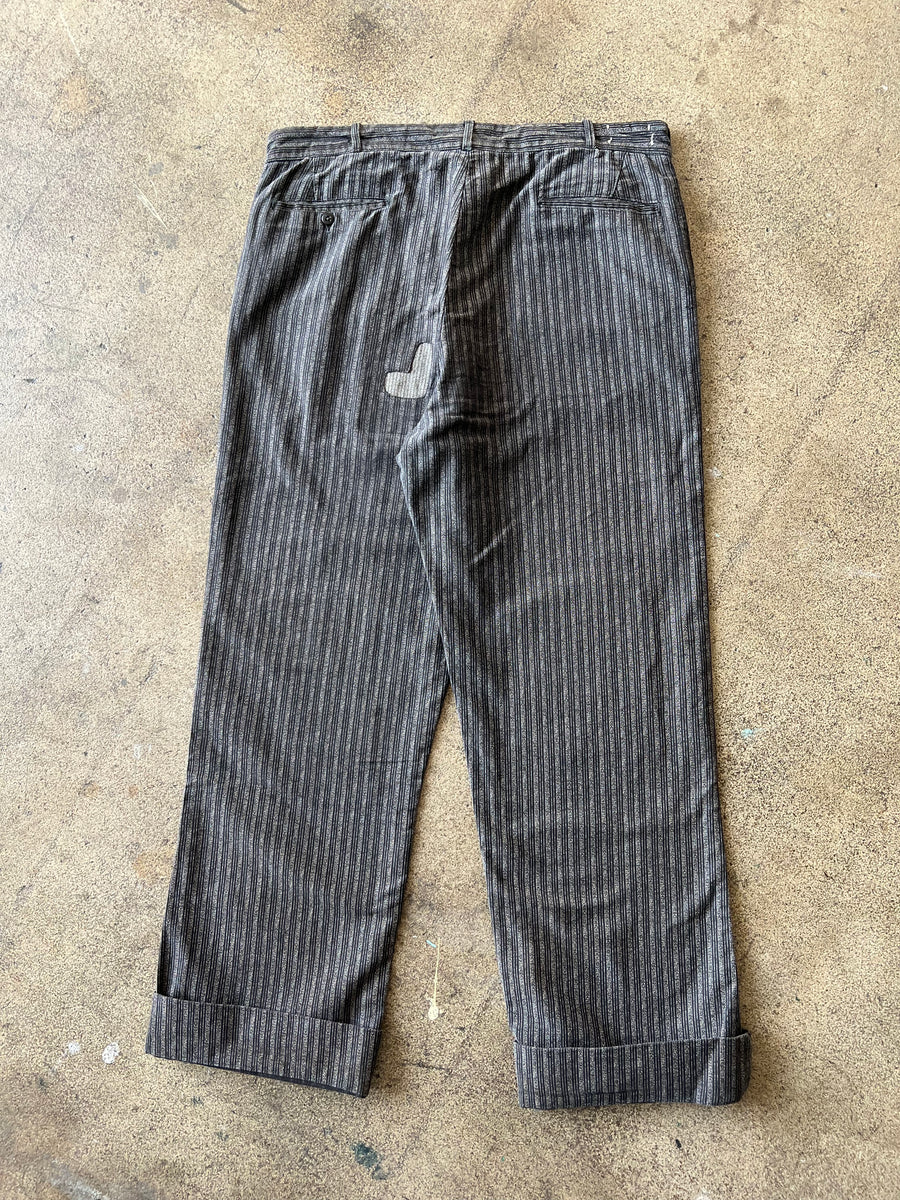 1930s Stifel Salt & Pepper Stripe Button Fly Trousers 36