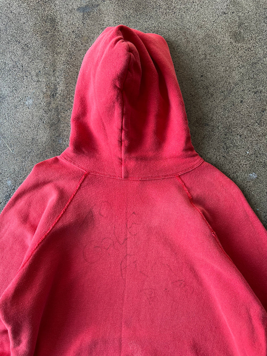 1960s Faded Red Raglan Hoodie