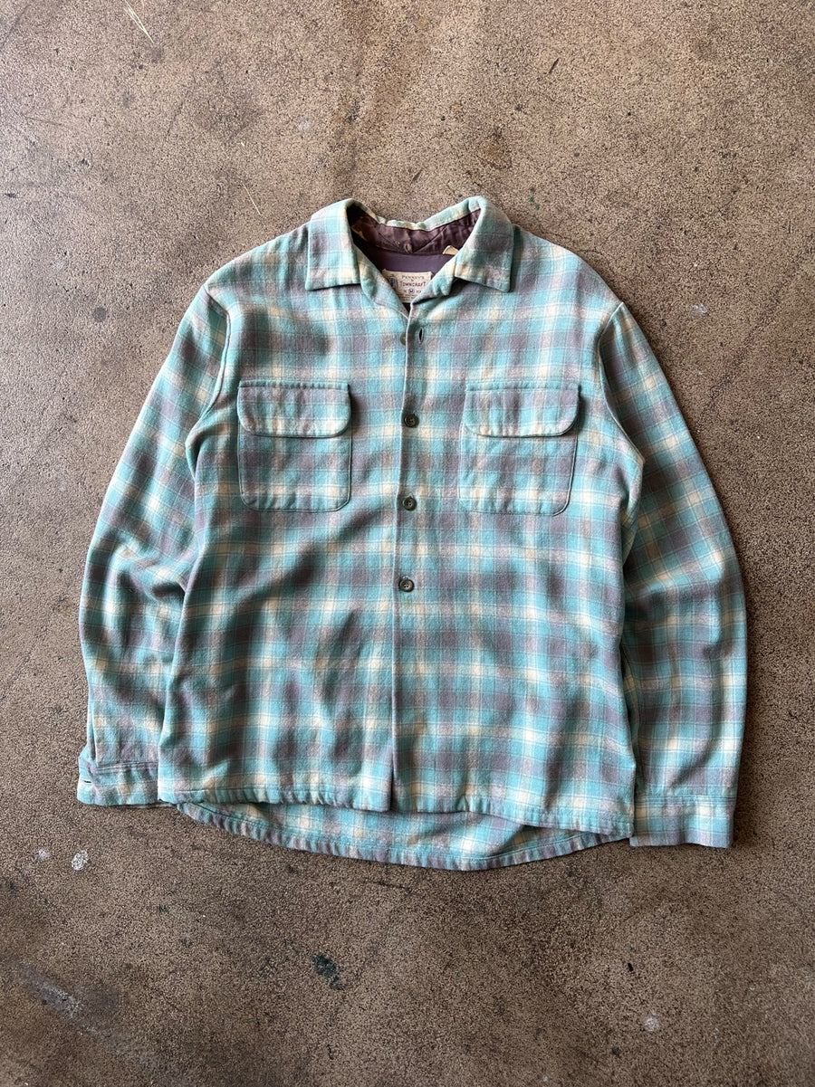1950s Towncraft Blue Plaid Shirt