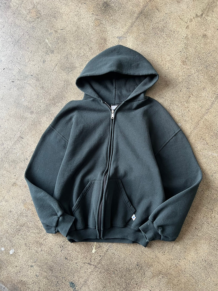 2000s Russell Faded Black Zip Hoodie