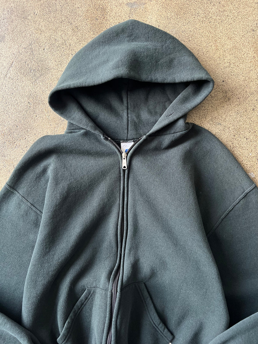 2000s Russell Faded Black Zip Hoodie