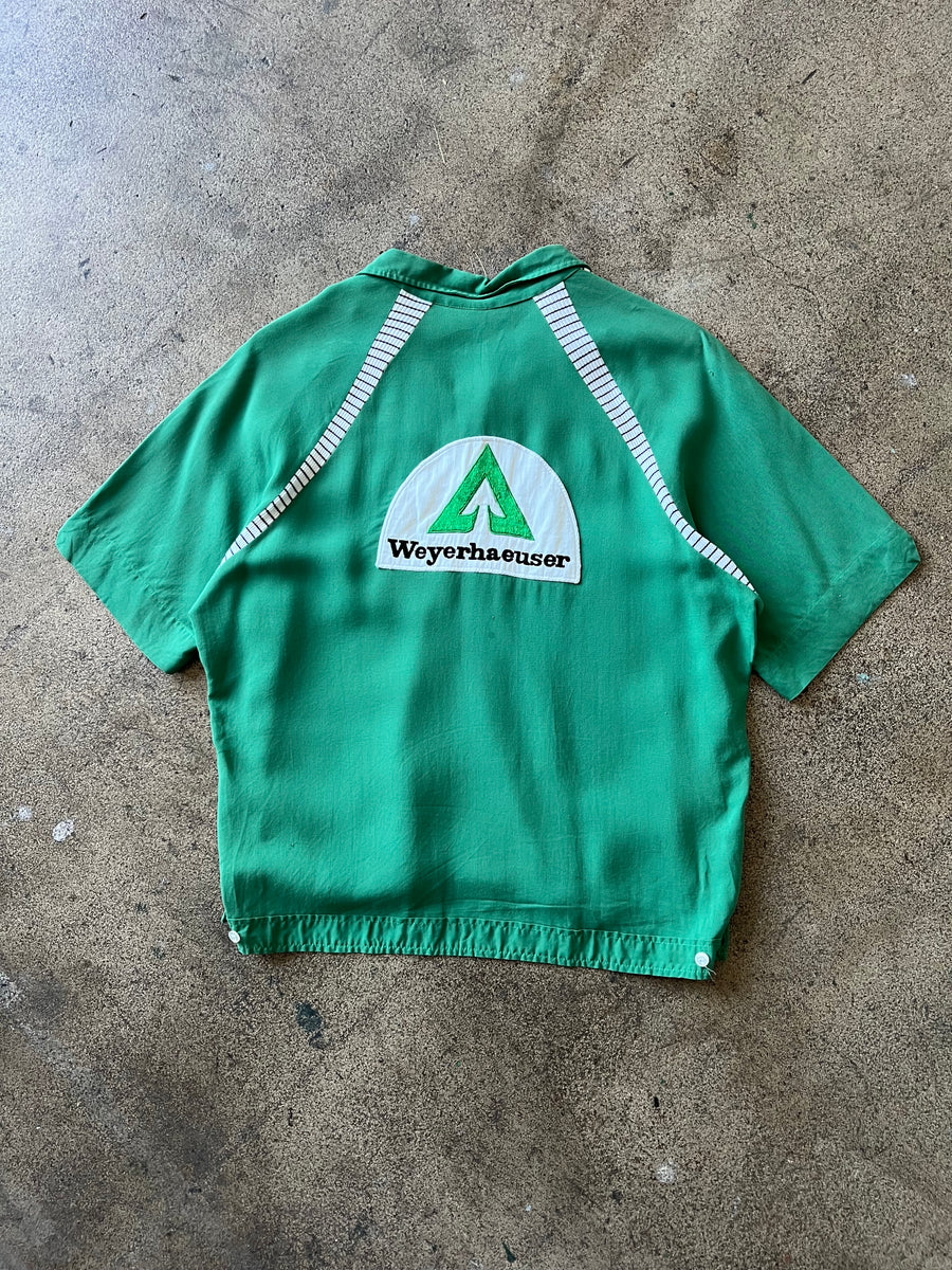 1960s Green Raglan Bowling Shirt