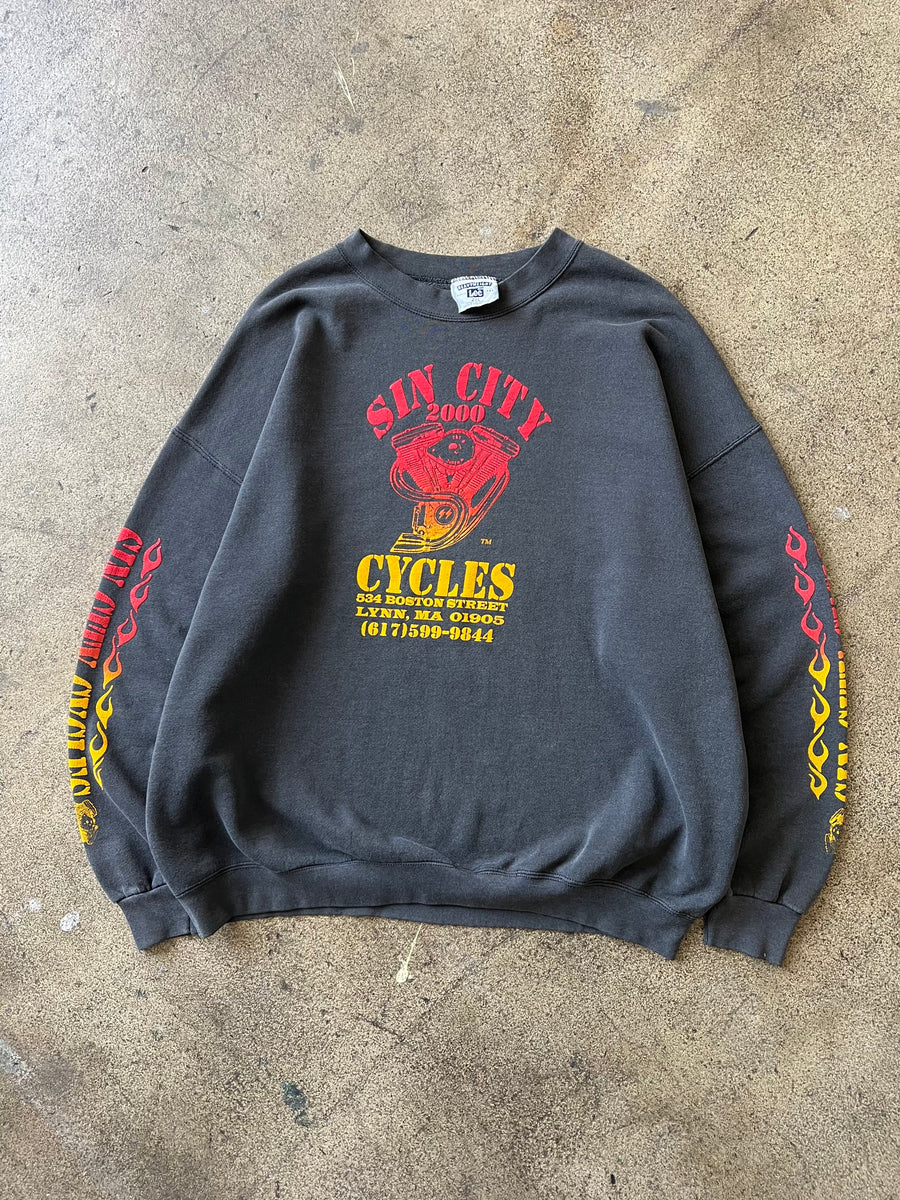 2000s Sin City Flame Biker Crewneck