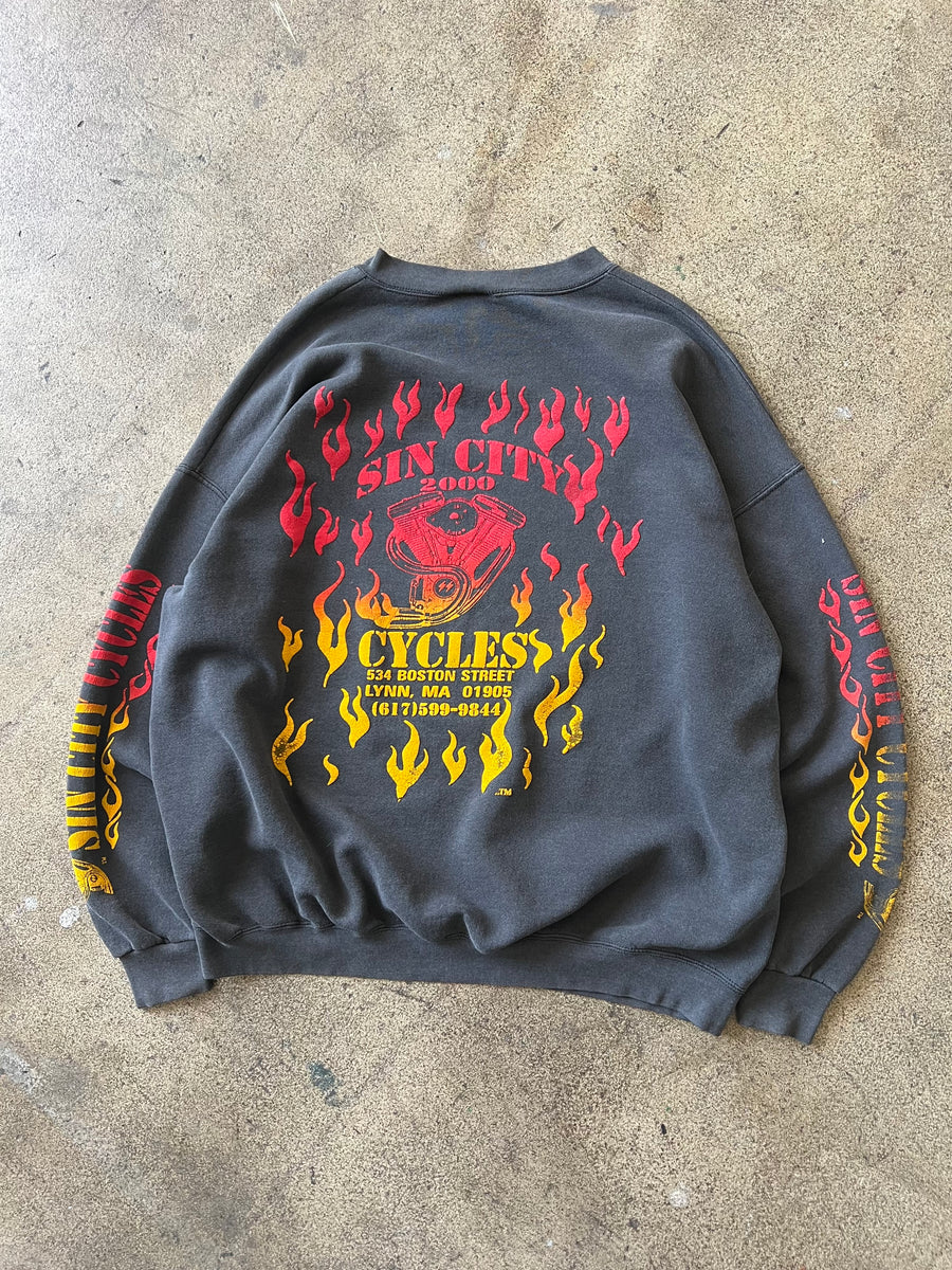 2000s Sin City Flame Biker Crewneck