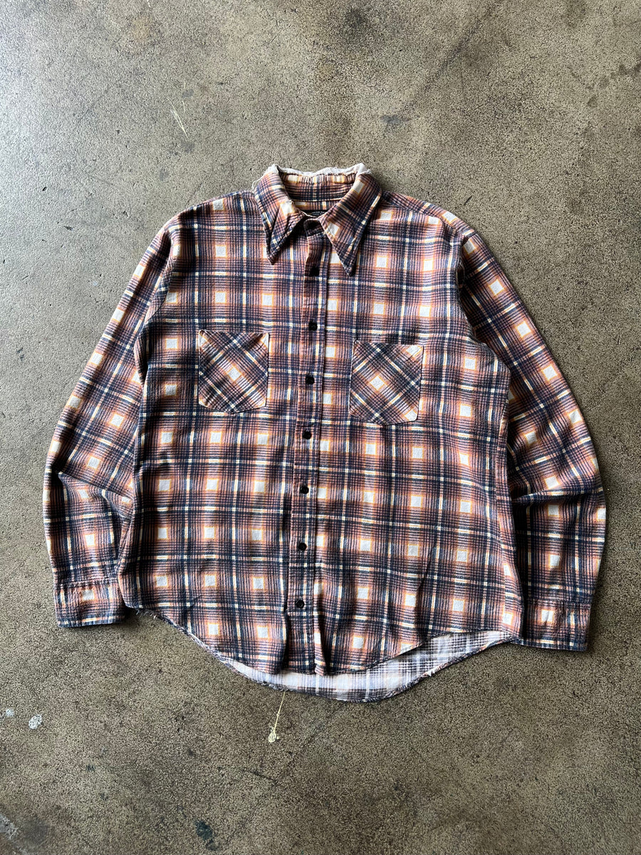 1980s JC Penney Orange Plaid Flannel Shirt