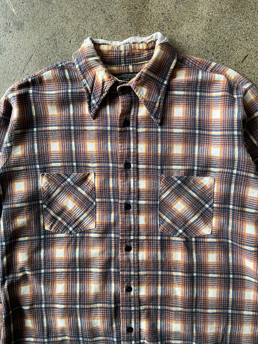 1980s JC Penney Orange Plaid Flannel Shirt