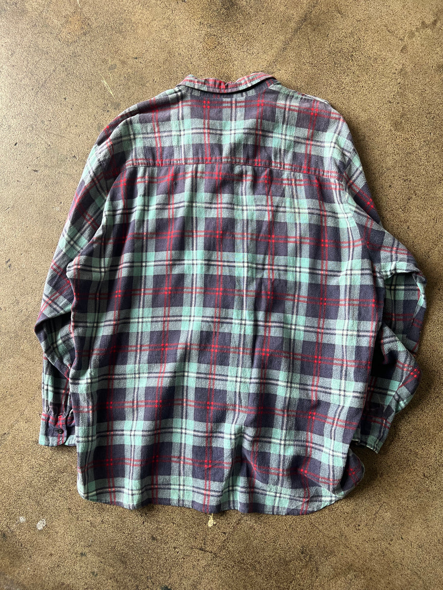 1990s Blue Plaid Oversized Flannel Shirt